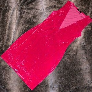Hot pink velvet body con dress